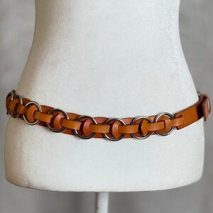 NWOT Balibelt Tan‎ Leather Ring Belt Boho Artisan Coastal Cowgirl Western Size S